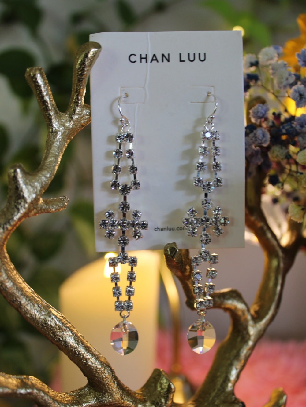 Chan Luu Silver Crystal Chandelier Drop Earrings - Picture 6 of 8